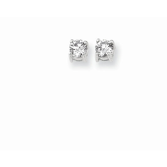 Silver 4 mm Round CZ Earrings