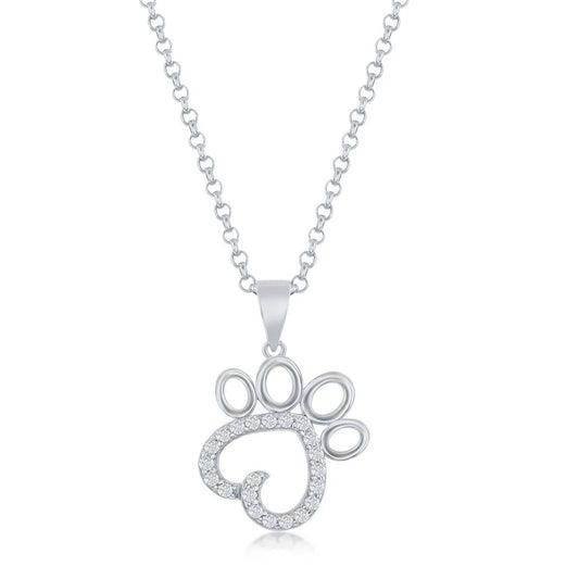 Sterling Silver Open Heart CZ Pendant